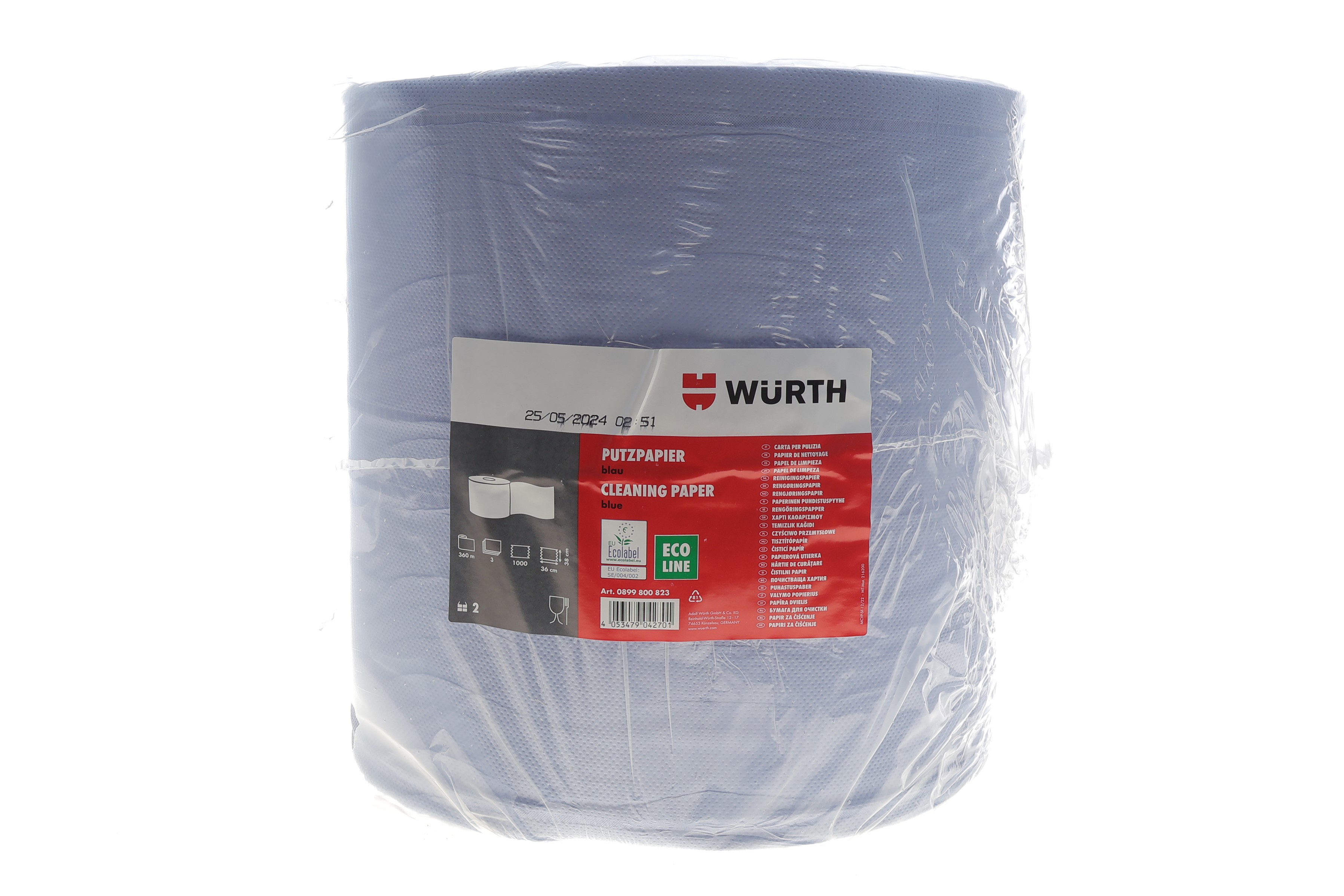 Папір для протирання  поверхонь Wurth 3 шари/1000 шт (36х38cм) (блакитний)