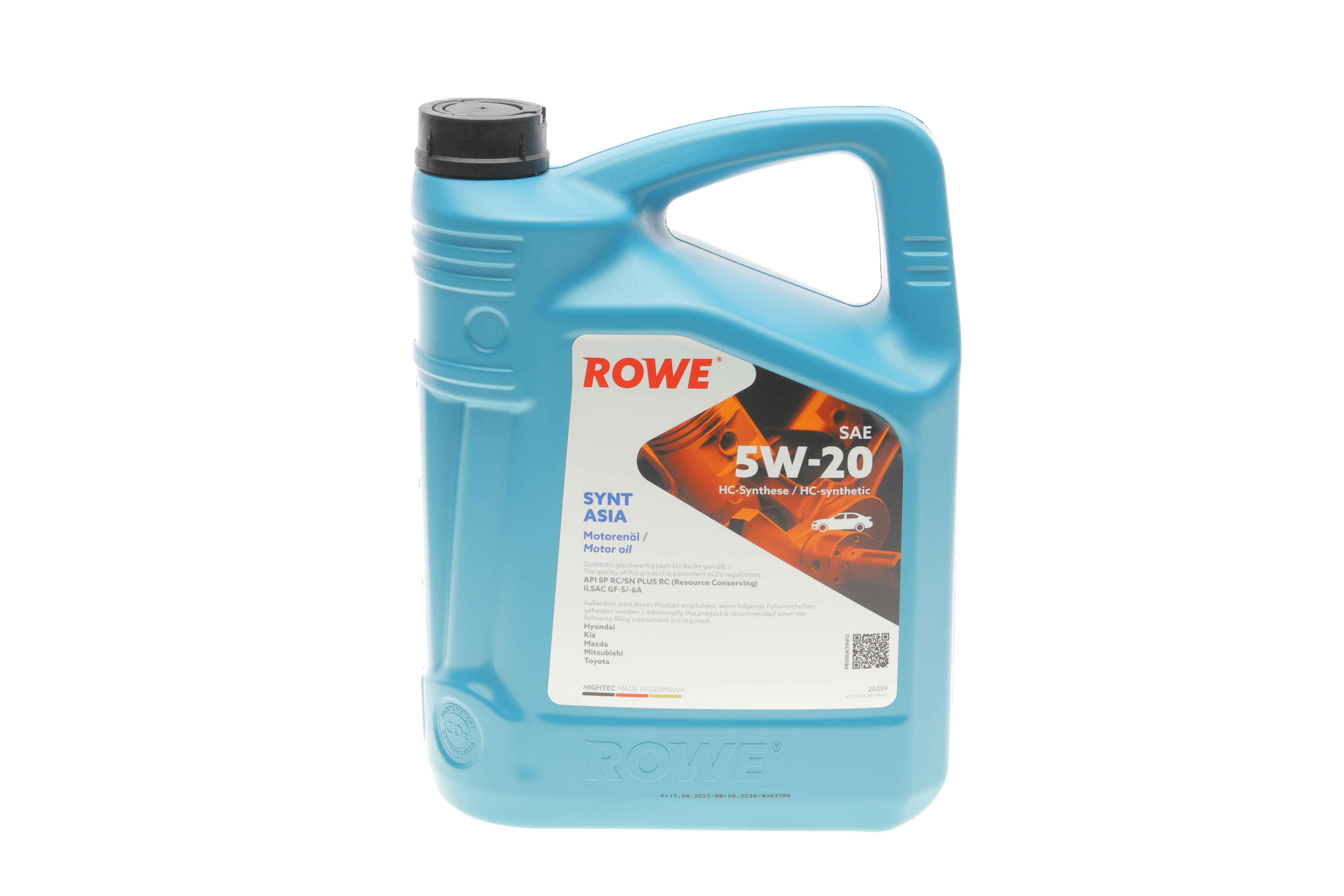 Олива 5W20 HIGHTEC SYNT ASIA (5L) (Hyundai/Kia/Mazda/Toyota) (API SP RC/SN PLUS RC) (ILSAC GF-5/-6A)