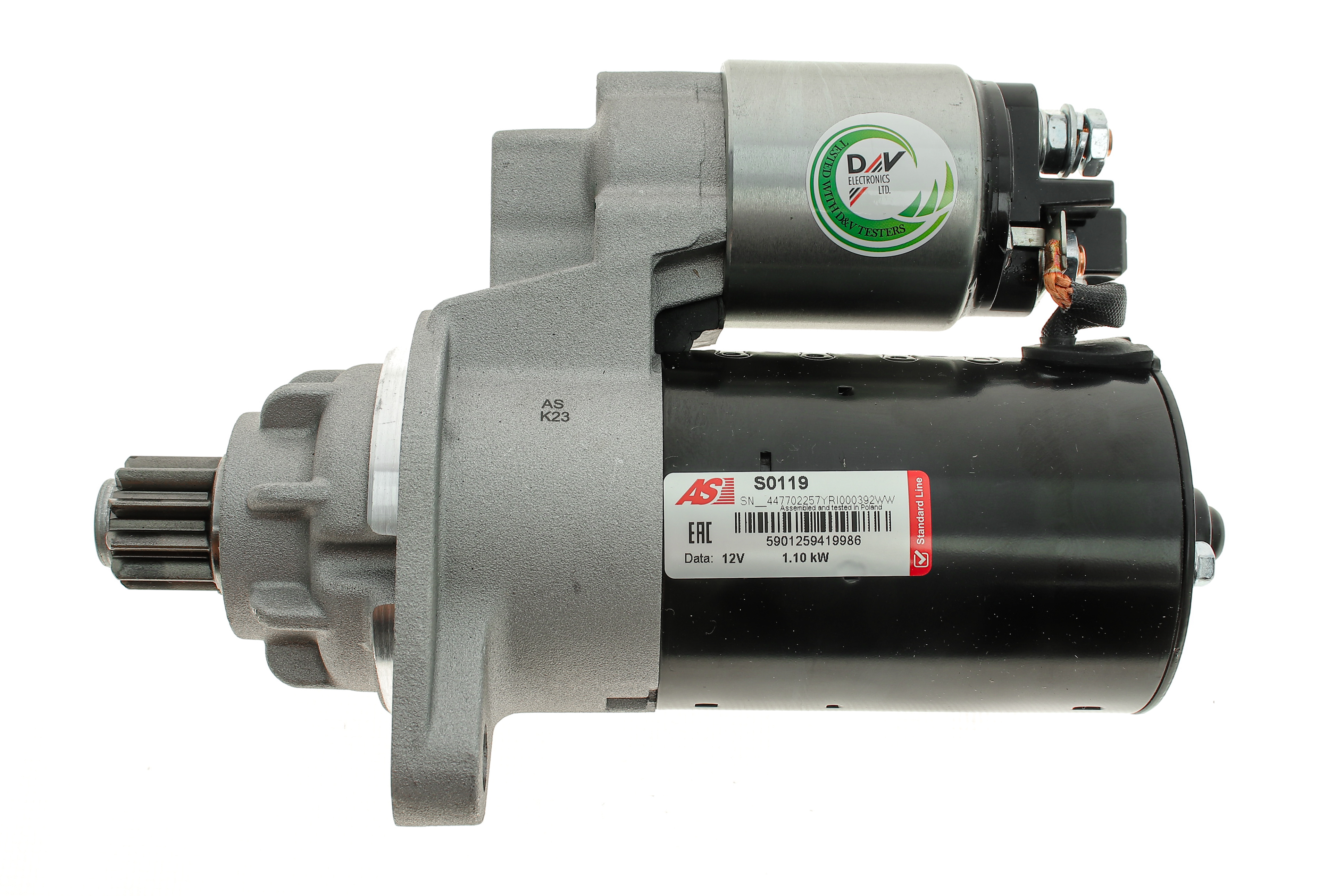 Стартер Audi A3/VW Golf/Sharan/Skoda Octavia/Seat Alhambra/Leon/Toledo 1.8 T-2.0 95-10 (1.1kw)(z=10)