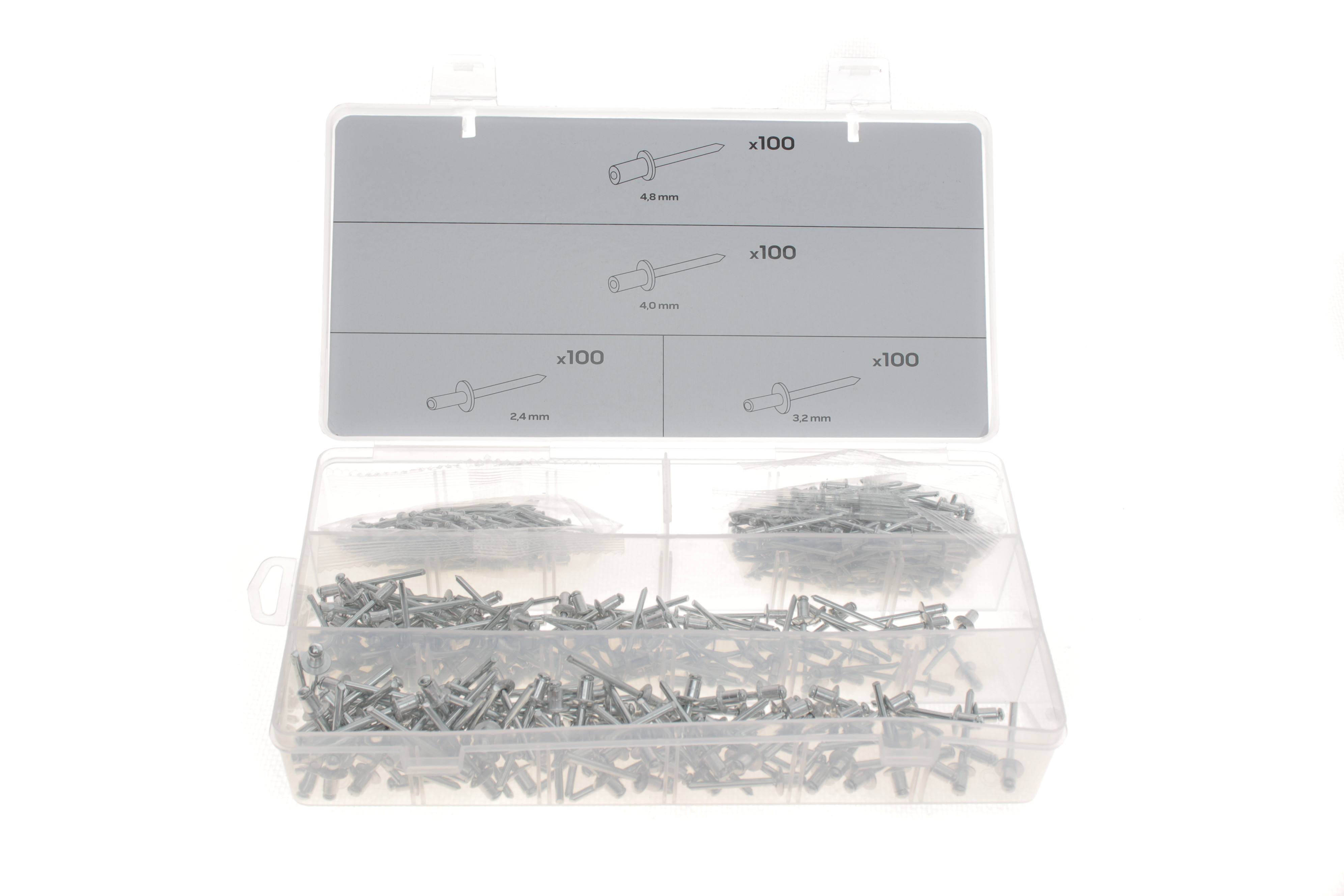 Набір заклепок Ø2,4-4,8x10 mm 400 од.