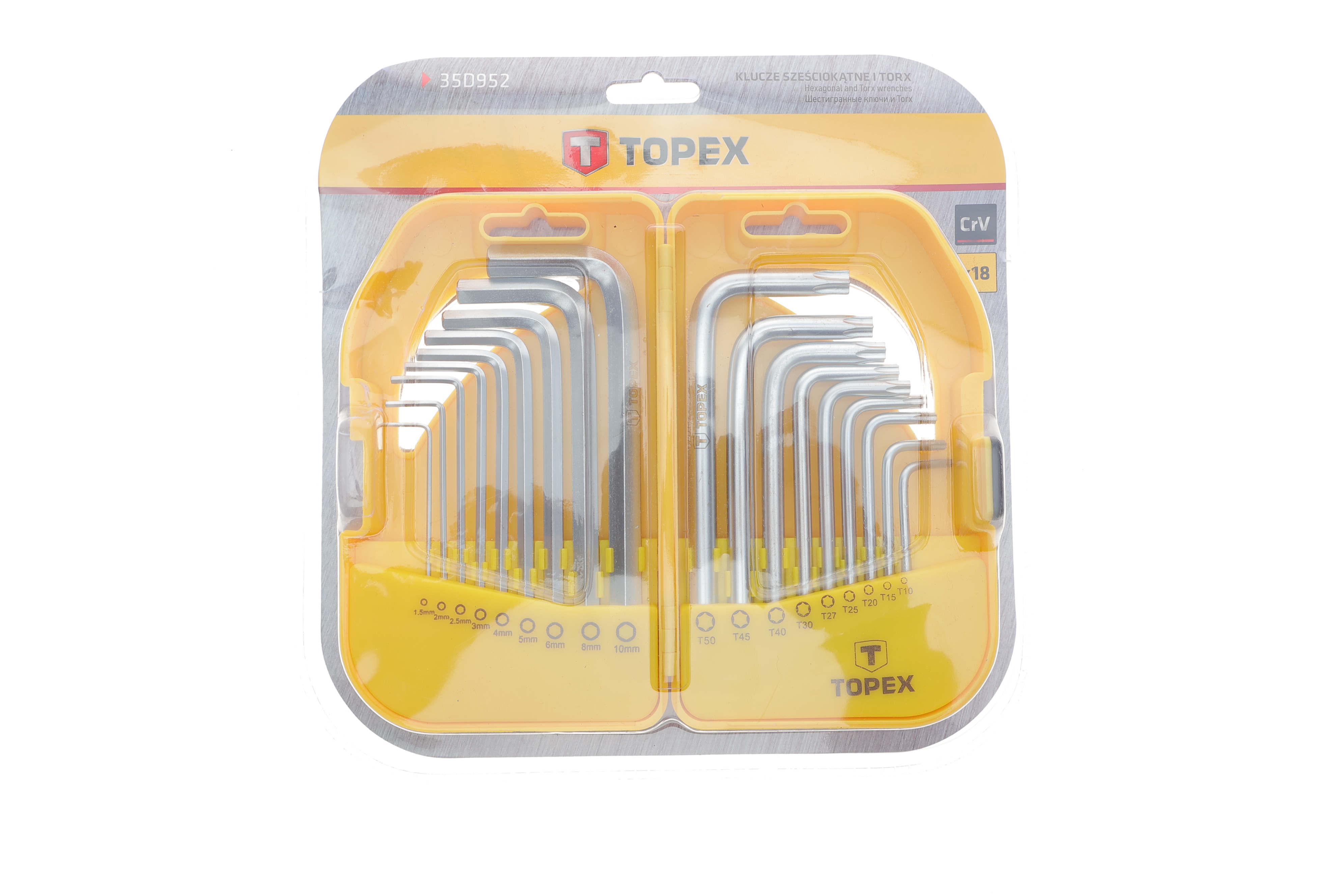 Набір ключів Г-под. Hex 1-10 мм, Torx T10-50