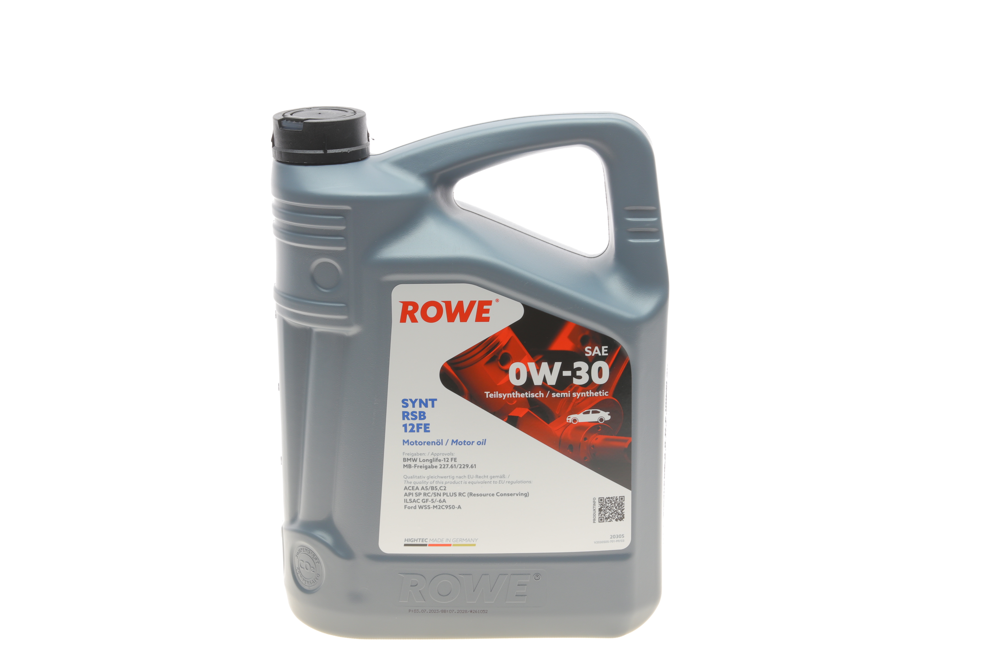 Олива 0W30 HIGHTEC SYNT RSB 12FE (5L) (BMW LL-12 FE/MB 227.61/229.61) (ACEA A5/B5,C2) (API SP RC)