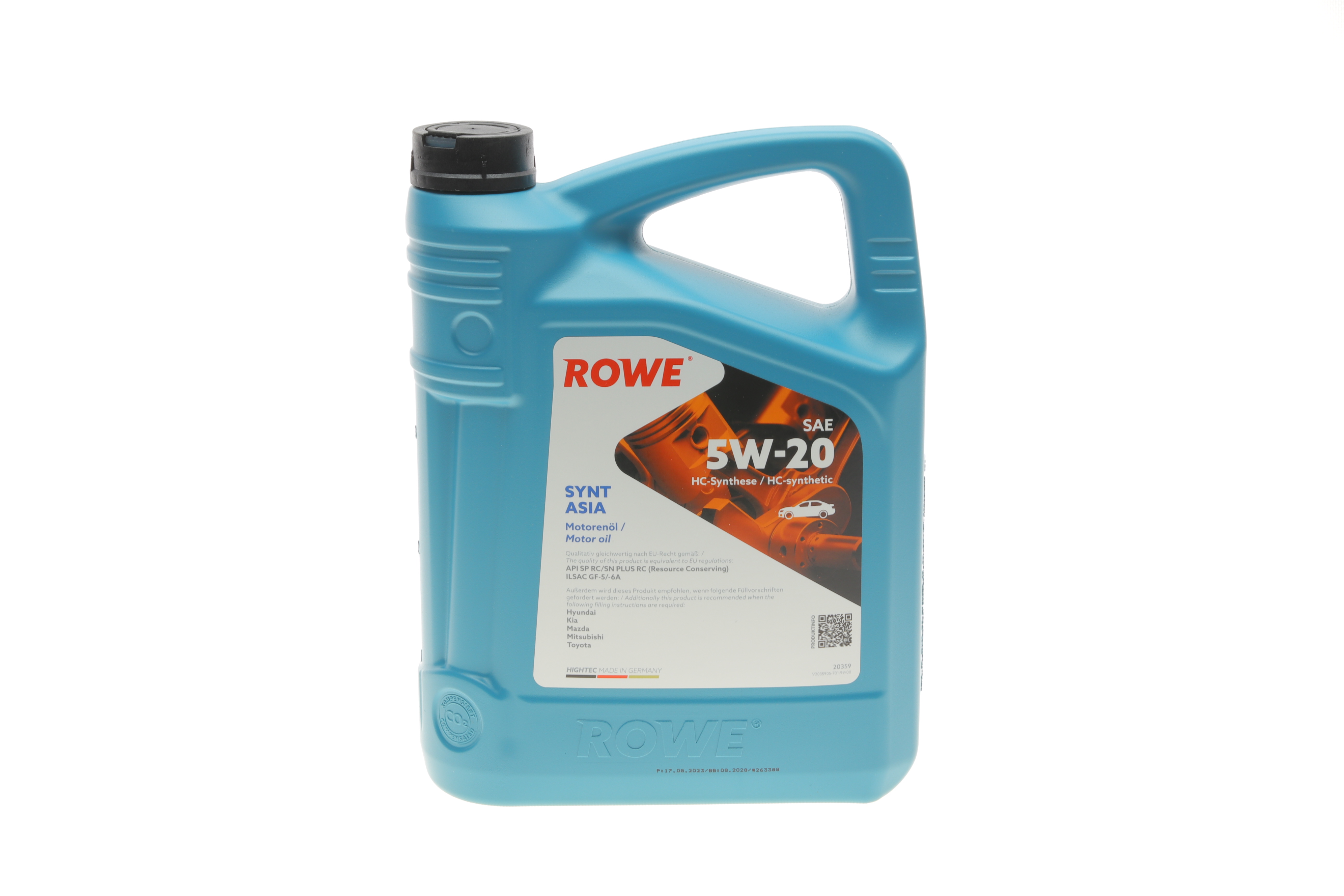 Олива 5W20 HIGHTEC SYNT ASIA (4L) (Hyundai/Kia/Mazda/Toyota) (API SP RC/SN PLUS RC) (ILSAC GF-5/-6A)
