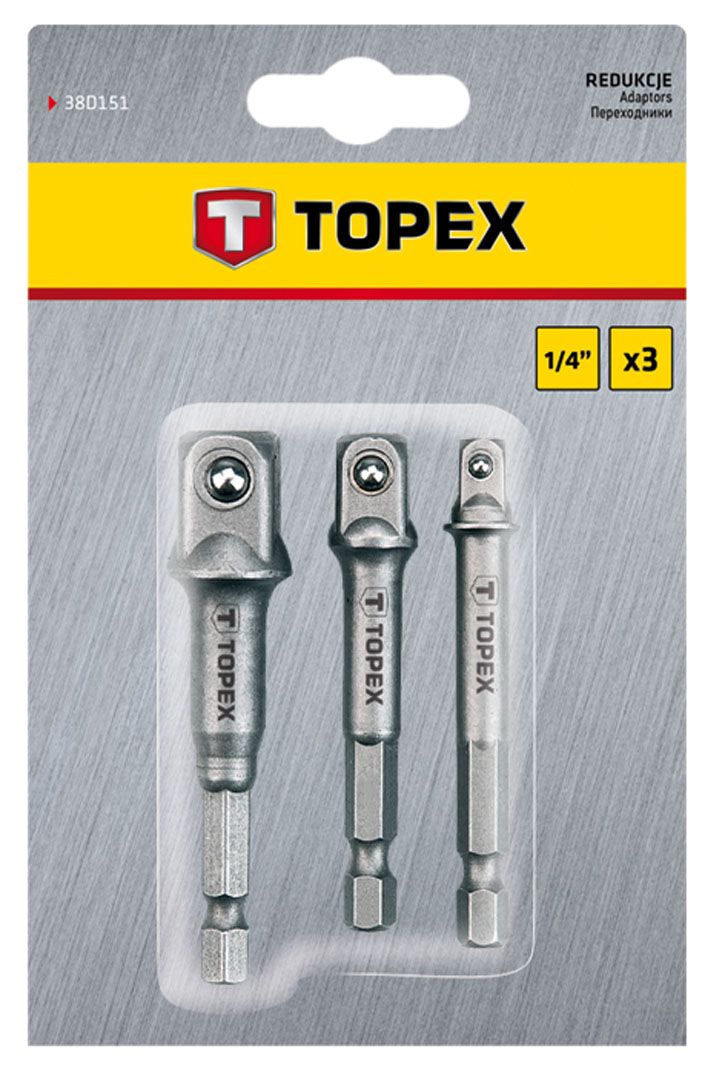 Набір перехідників для шуруповерта M6x1/2"-1/4"-3/8" 3 од.