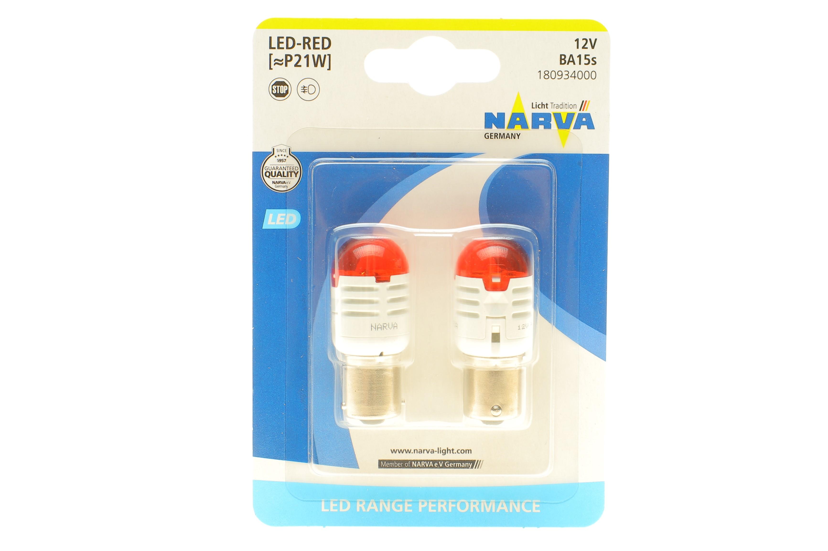 Автолампа P21W 12V BA15s (LED) (червона) (к-кт 2шт.)