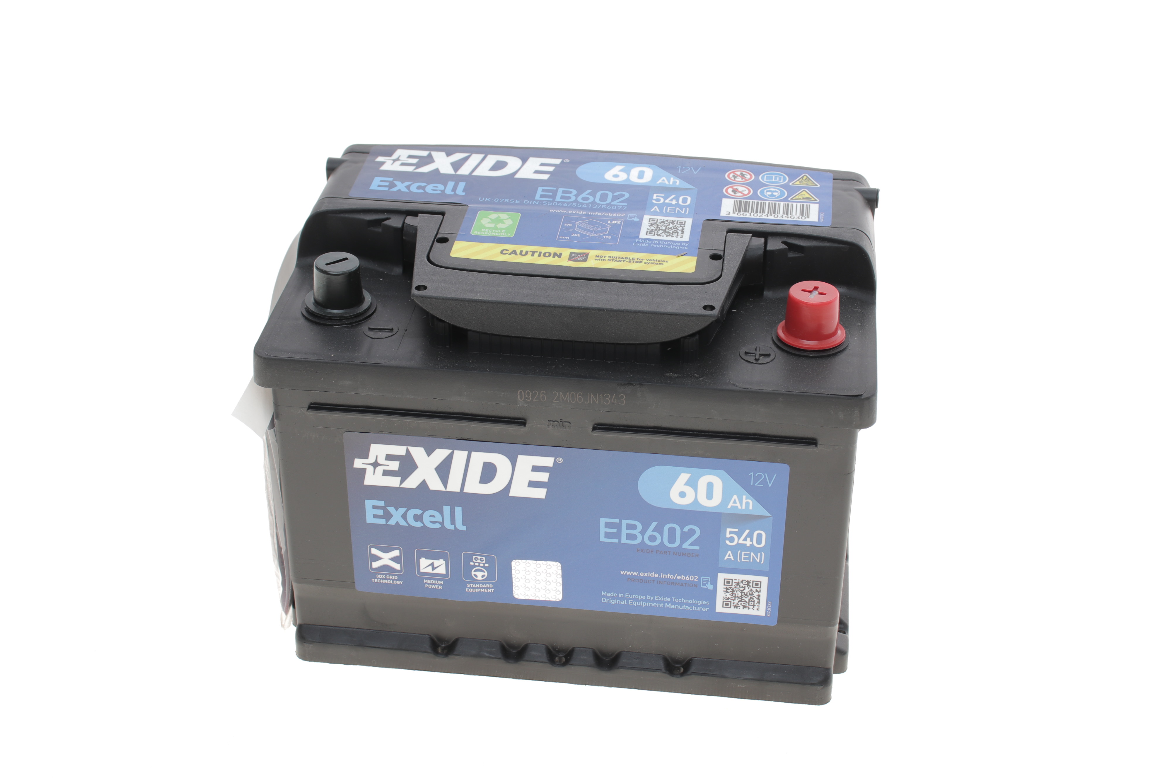 Акумуляторна батарея 60Ah/540A (242x175x175/+R/B13) Excell