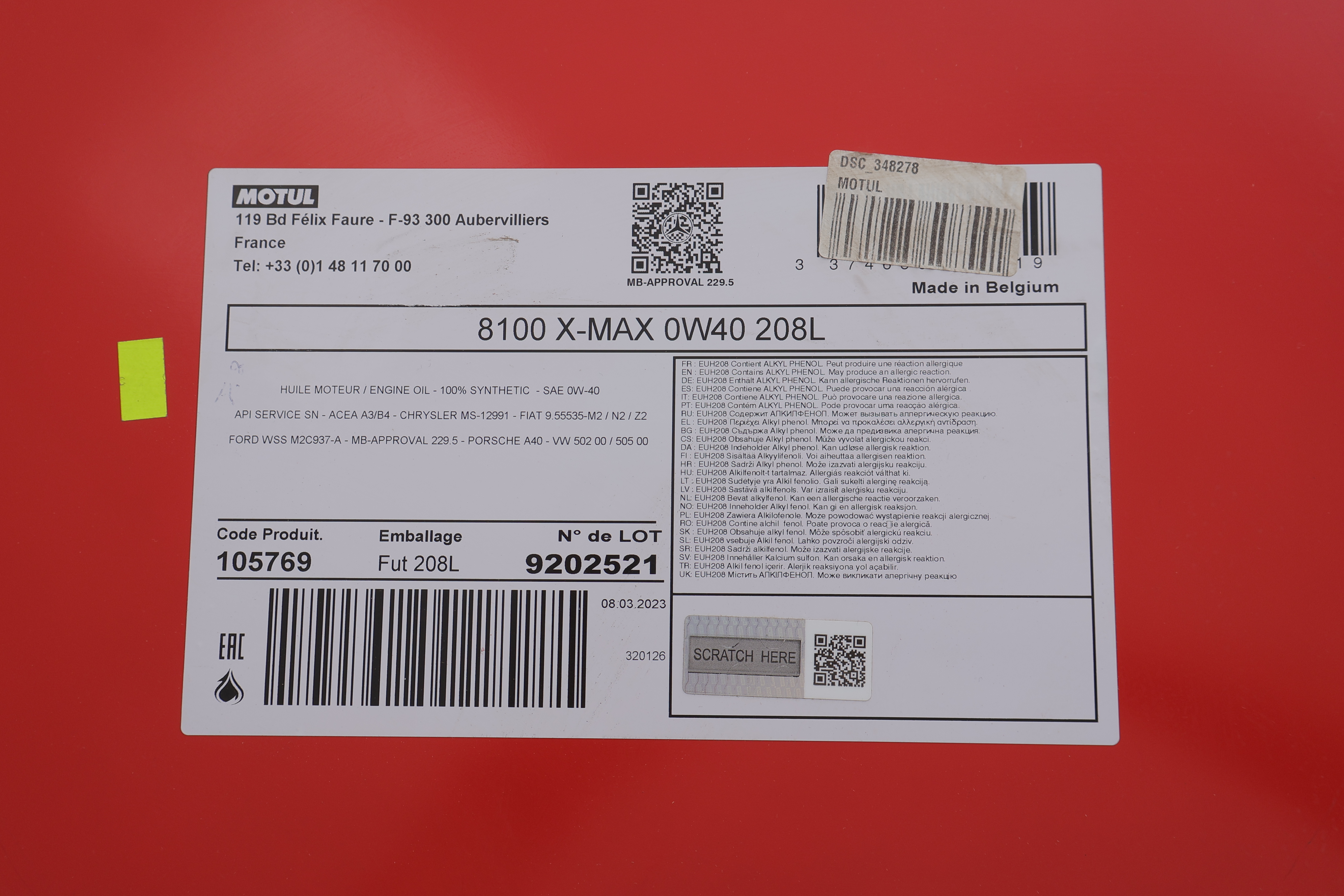Олива 0W40 8100 X-max (208L) (MB 229.5/VW502.00/505.00/VOLVO VCC 95200356/LL-01) (105769) (пошкоджена при транспортуванні)