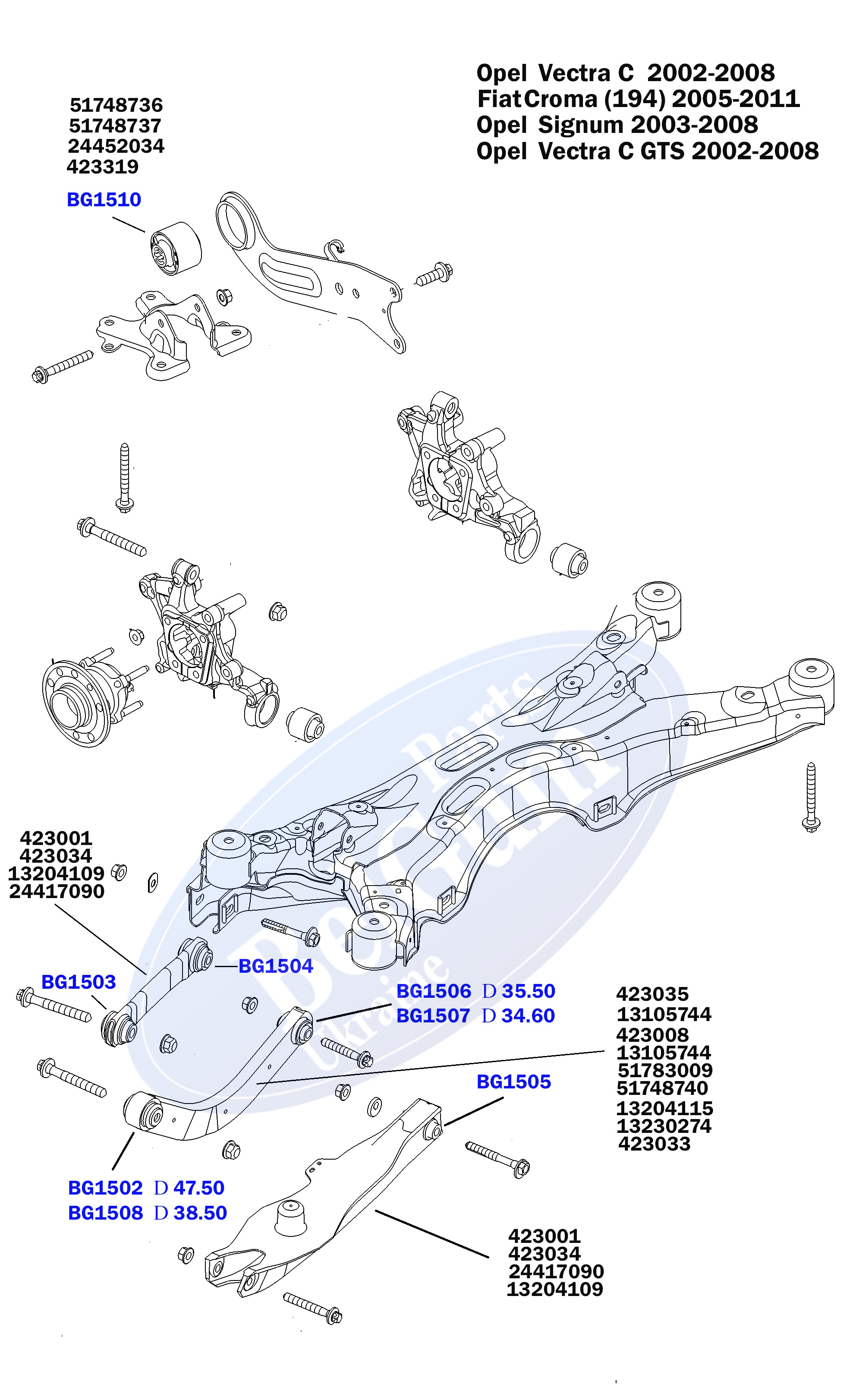 Сайлентблок важеля (заднього/знизу/всередині) Opel Vectra C 02- (d=12) (поперечного)