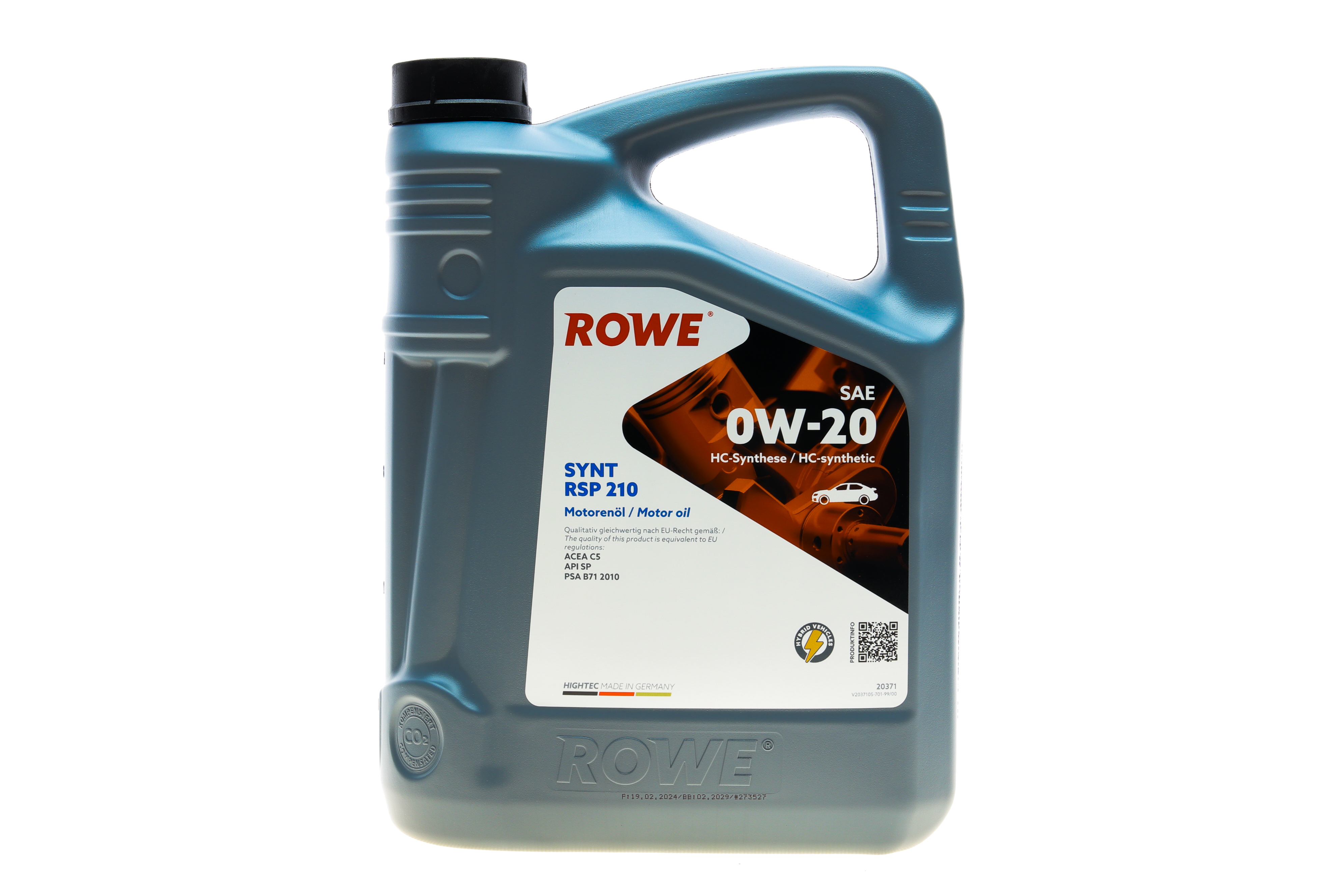 Олива 0W20 HIGHTEC SYNT RSP 210 (5L) (ACEA C5) (API SP) PSA B71 2010