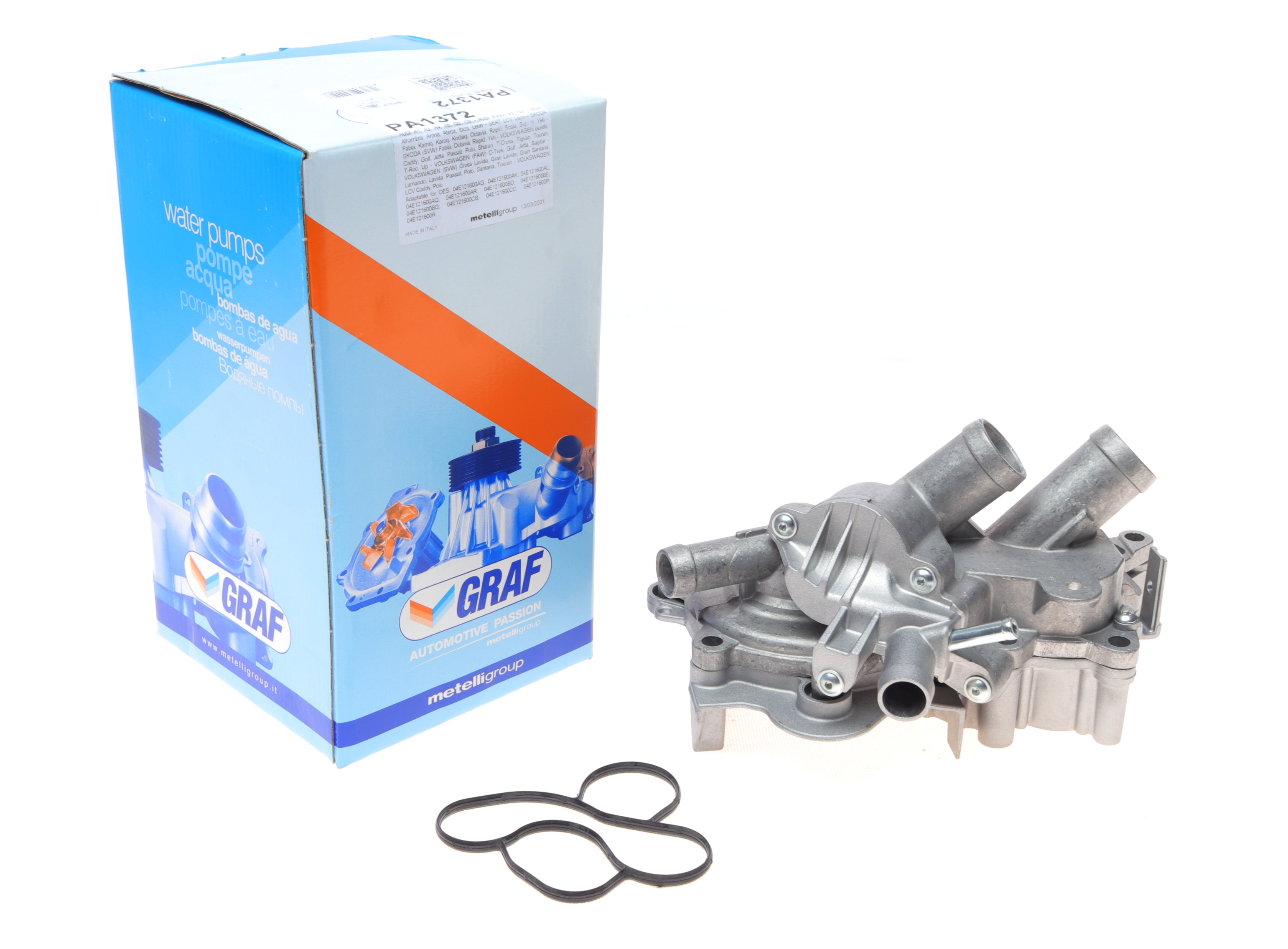 Помпа води Audi/Seat/Skoda/VW 1.0-1.4TSI/1.4-1.6 13- (28z)(B/B)(6 лоп)(з корпусом і 2 термостатами)