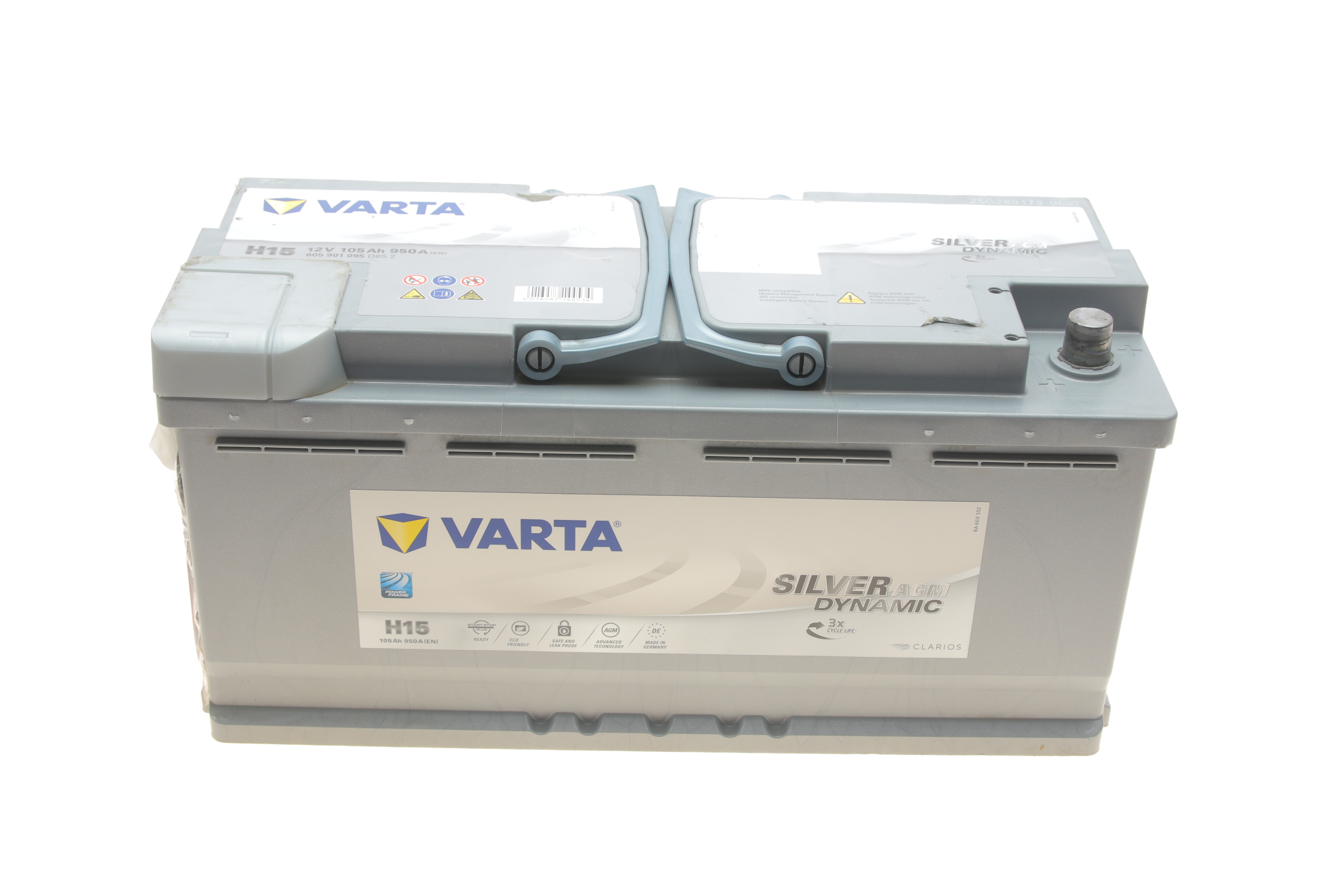 Акумуляторна батарея 105Ah/950A (393x175x190/+R/B13) (Start-Stop AGM) Silver Dynamic H15