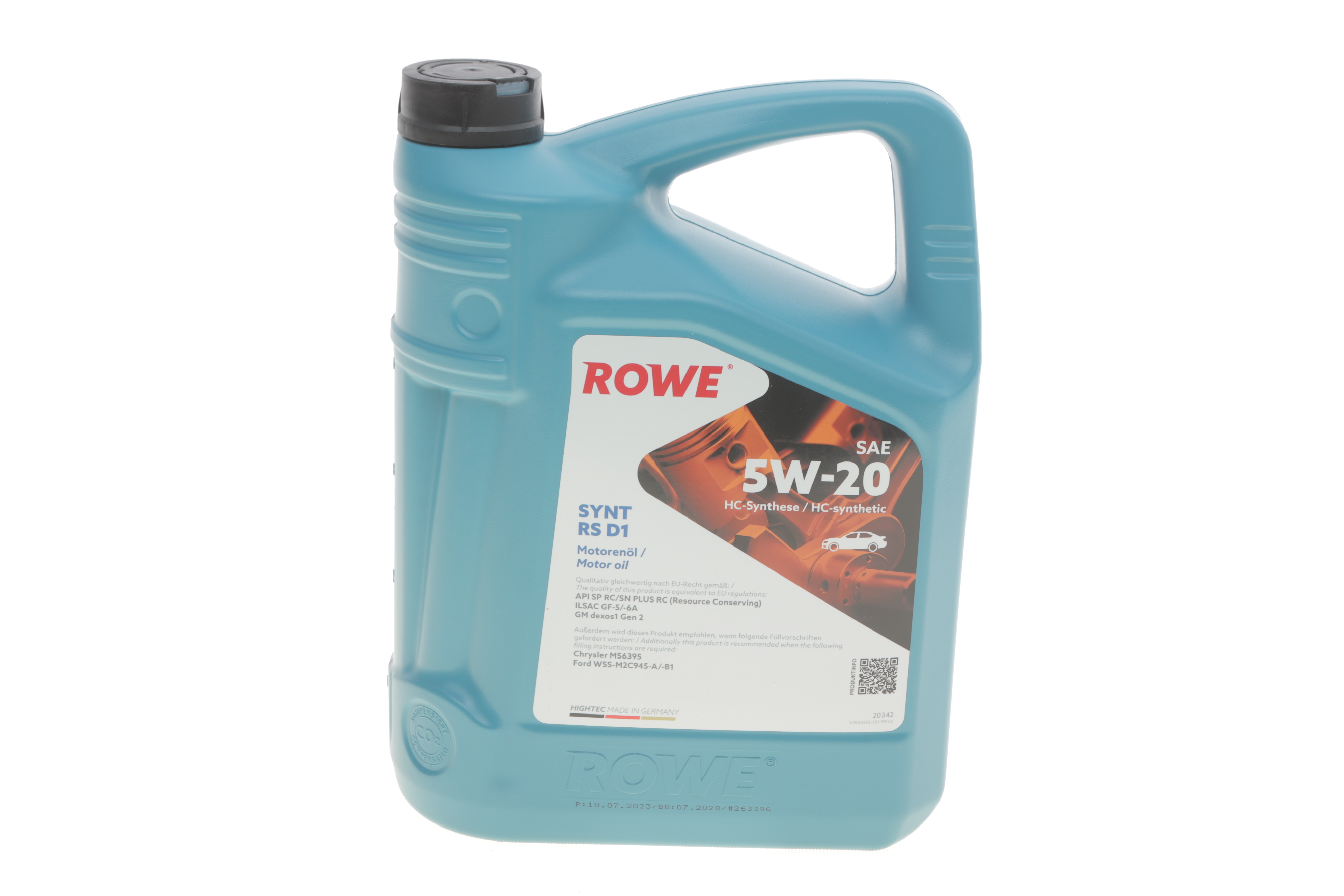 Олива 5W20 HIGHTEC SYNT RS D1 (5L)(WSS-M2C945-A/-B1/960-A1/MS6395/dexos1 Gen 2)(API SP RC/SN PLUS RC