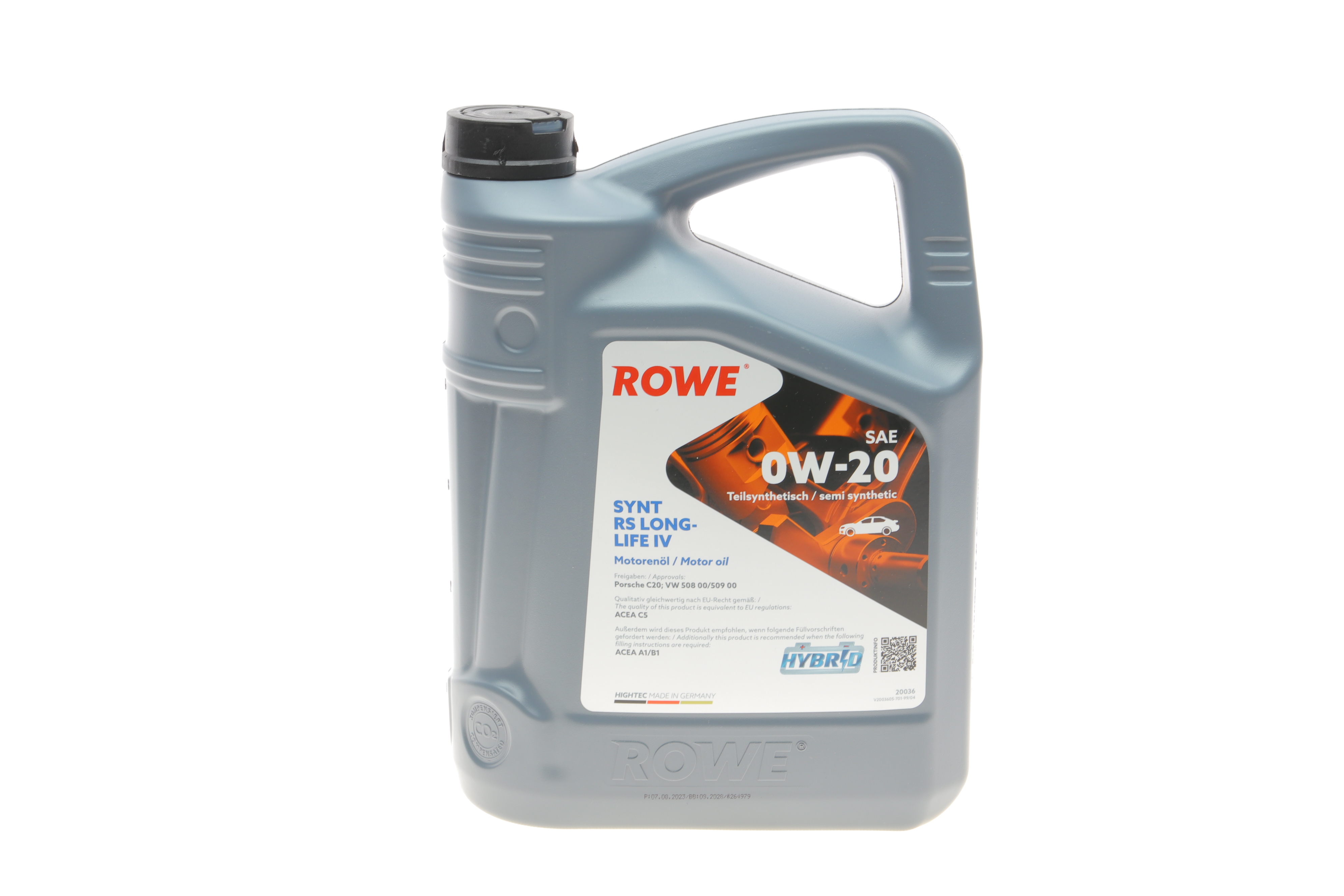 Олива 0W20 HIGHTEC SYNTH RS LONGLIFE IV (5L) (Porsche C20/VW 508 00/509 00) (ACEA A1/B1/C1)