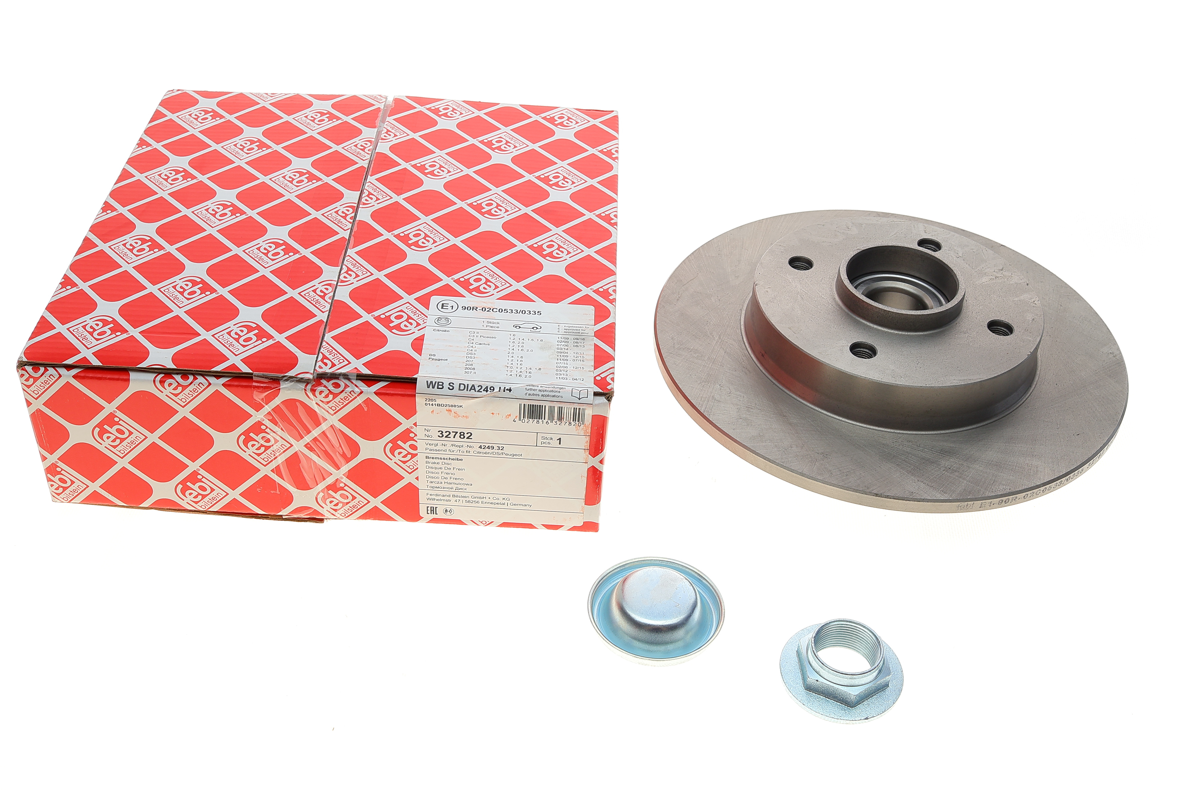 Диск гальмівний (задній) Citroen C3/C4 /Peugeot 207/307 05- (248.4х9) (d=30mm) (з підшипником) 