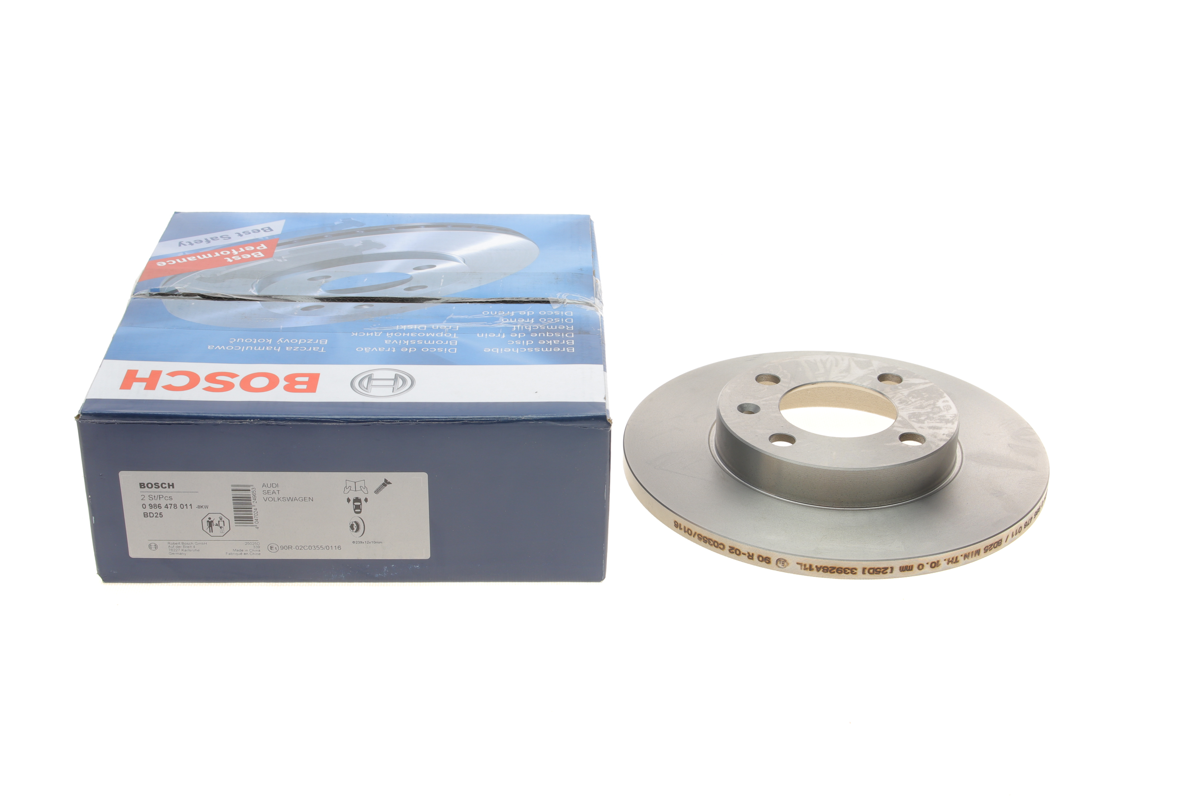 Диск гальмівний (передній) VW Caddy 82-92/Golf 74-99/Passat 73-88/Polo 95-02 (239x12)(з покр)(повний)