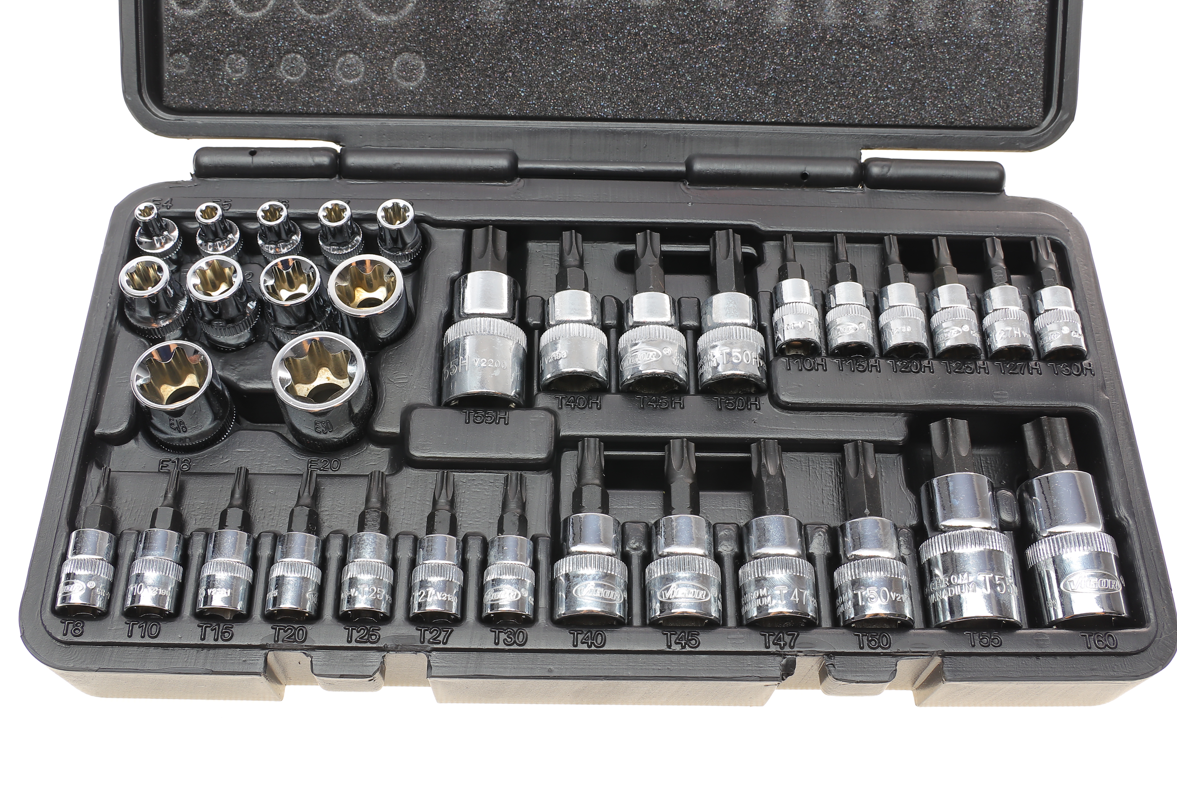 Набір головок  1/4", 3/8", 1/2" зі вставками комбінований 34 од.