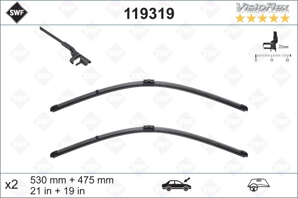 Щітки склоочисника (530/475мм) VW Golf IV/Bora/Polo 97-