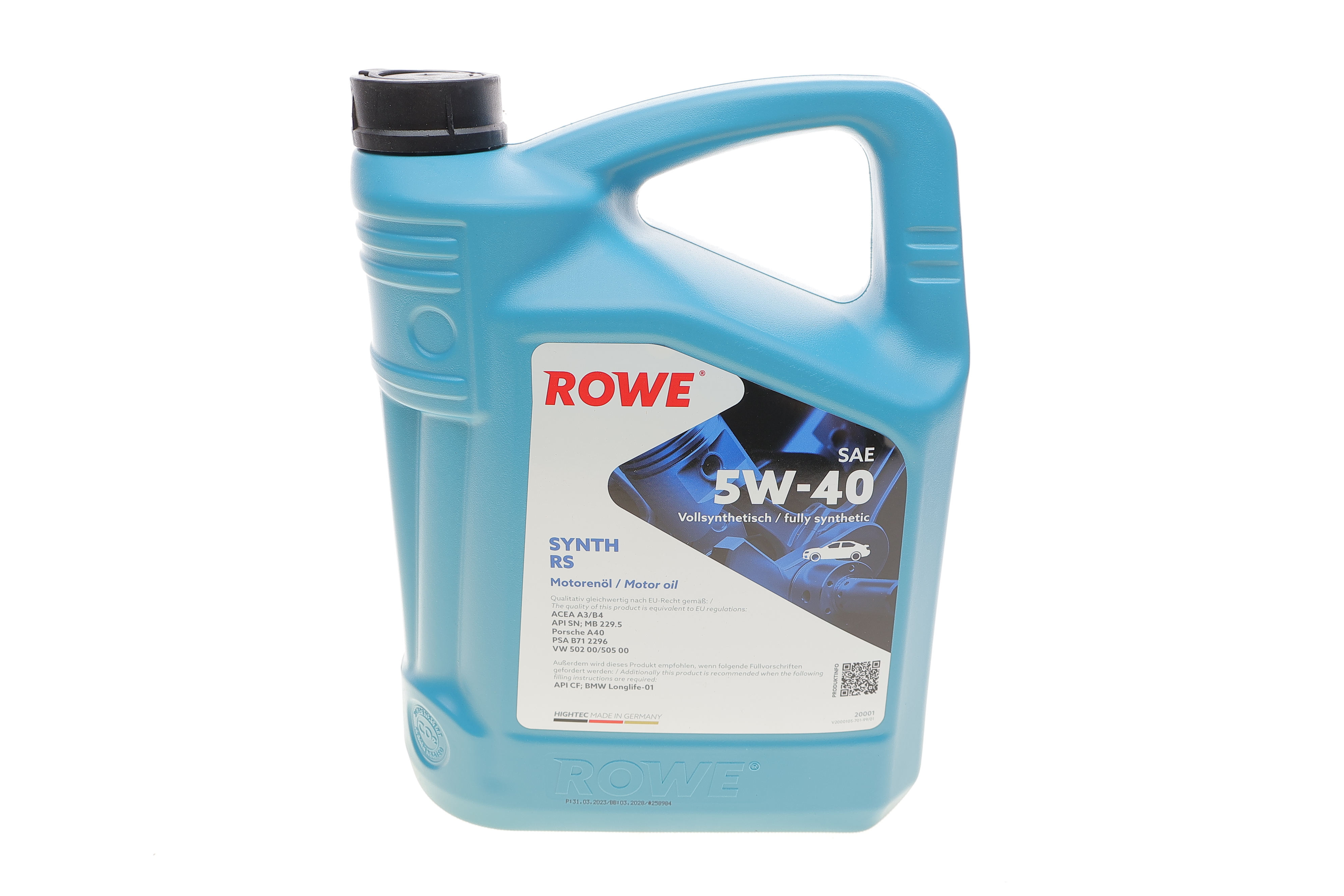 Олива 5W40 HIGHTEC SYNTH RS (5L) (BMW LL-01/MB 229.5/Porsche A40/VW 502 00/505 00/PSA B71 2296)