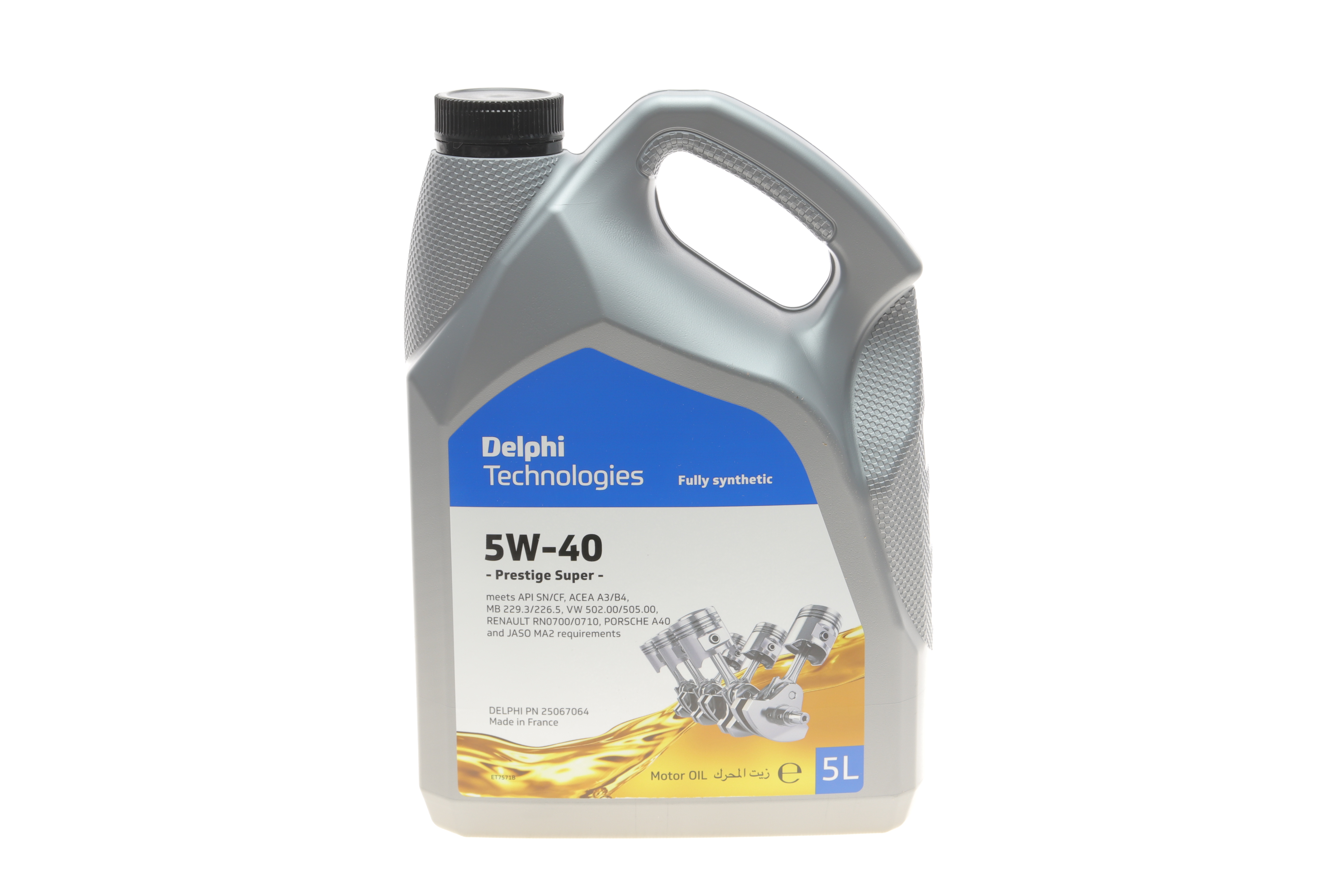 Олива 5W40 Delphi Prestige Plus (5L) (VW 502 00/505.00/MB 229.3/MB 226.5/Renault RN0710/Porsche A40/JASO MA2)