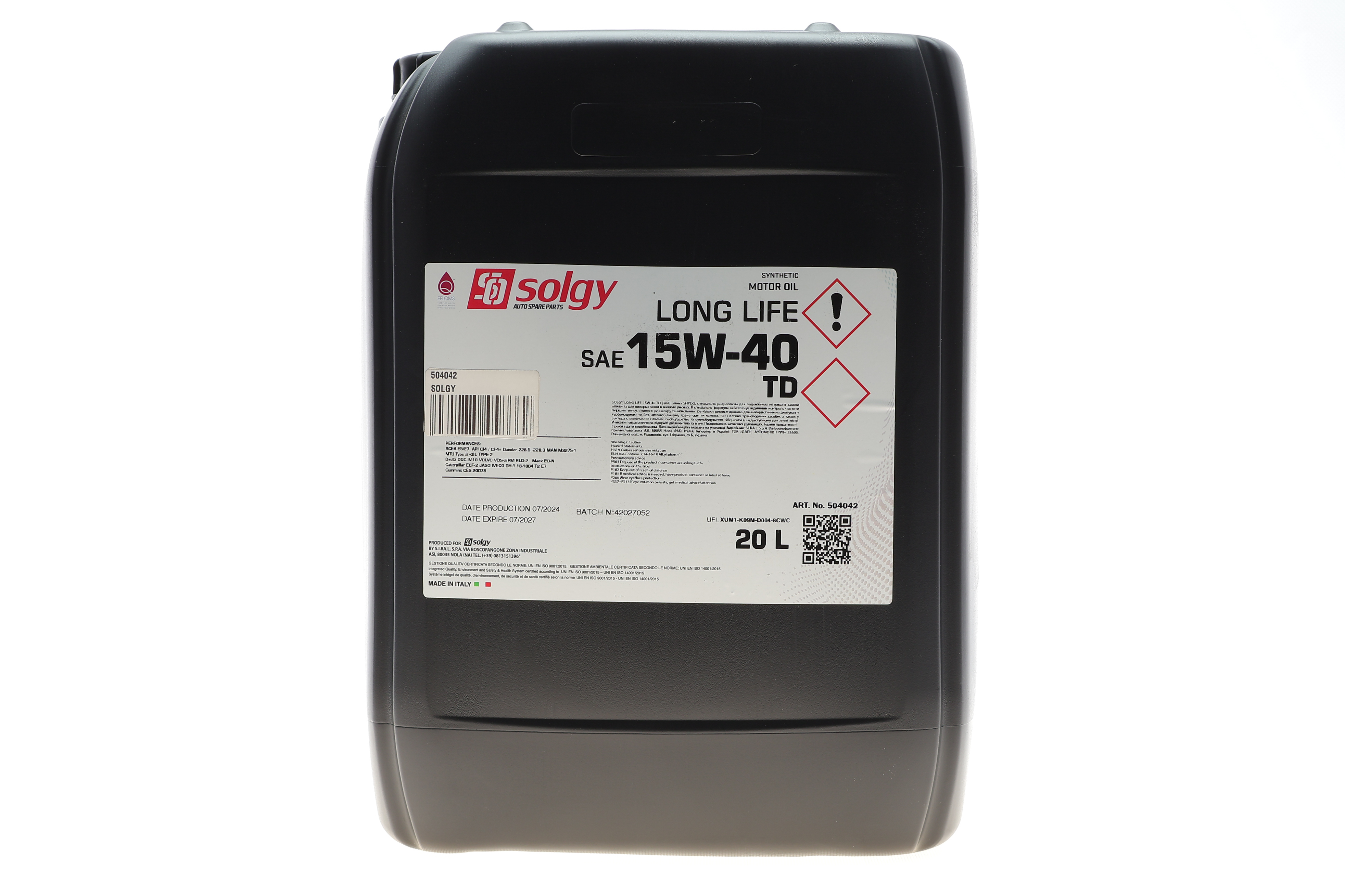 Олива 15W40 LONG LIFE TD (20L) (MB 228.3/CUMMINS CES 20078/DEUTZ DQC IV 10/CAT ECF-2)